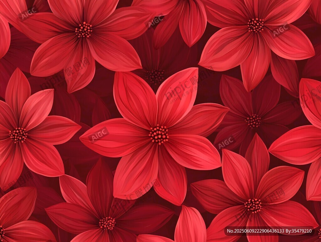 深紅花卉無(wú)縫圖案背景