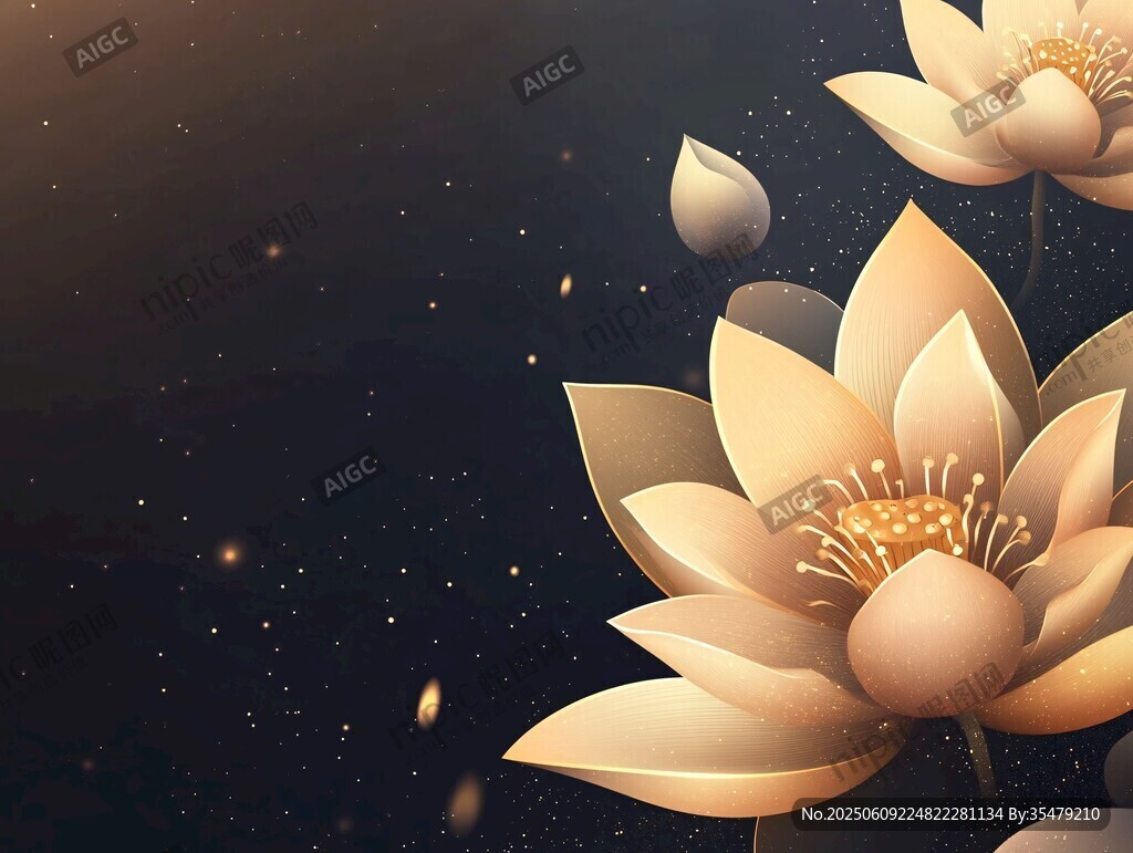夢幻金色蓮花綻放夜空