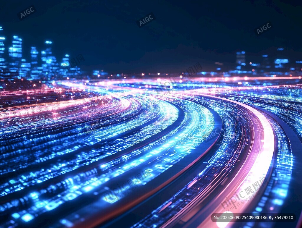 城市夜景流光溢彩道路