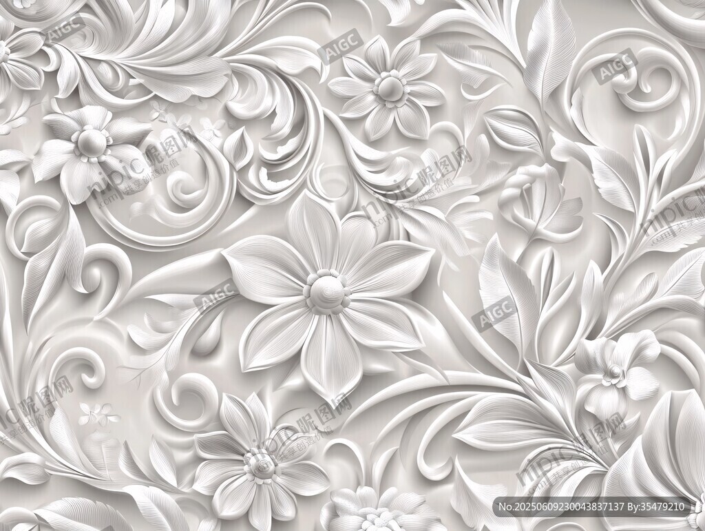 立體花卉浮雕紋理圖案