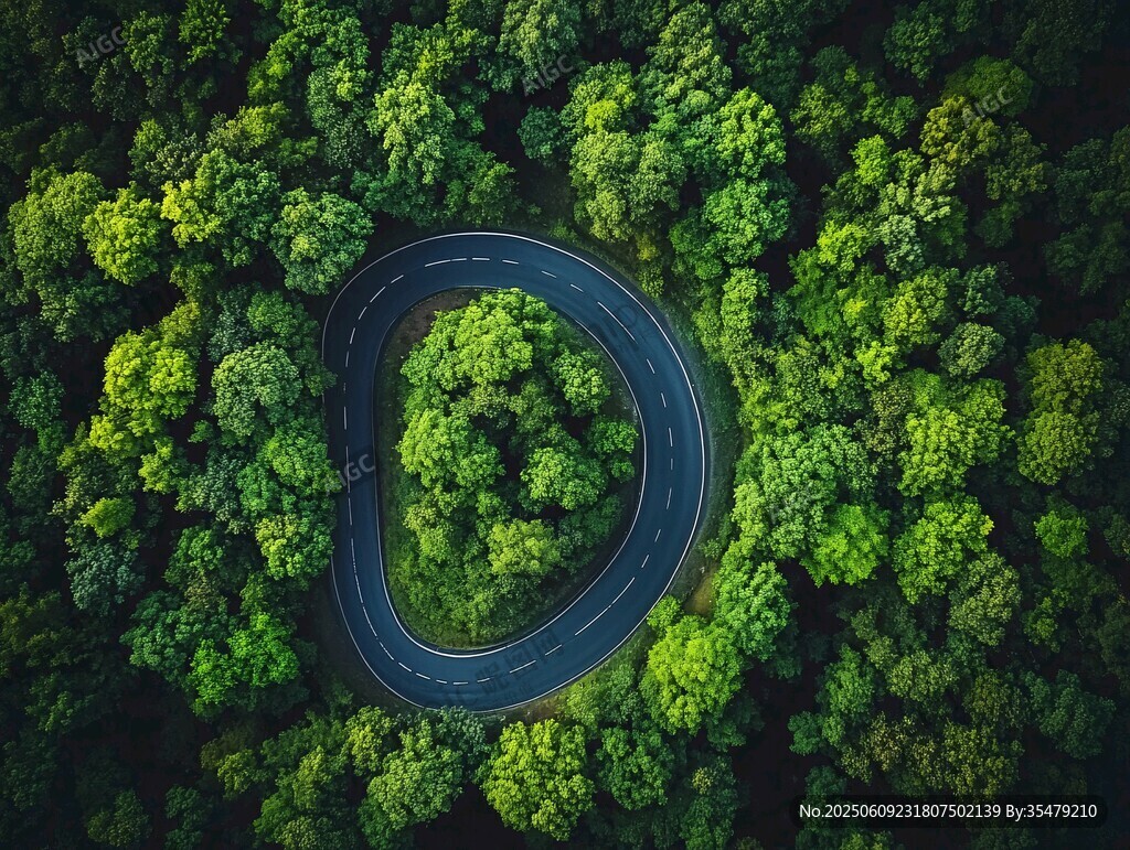 森林中的蜿蜒公路