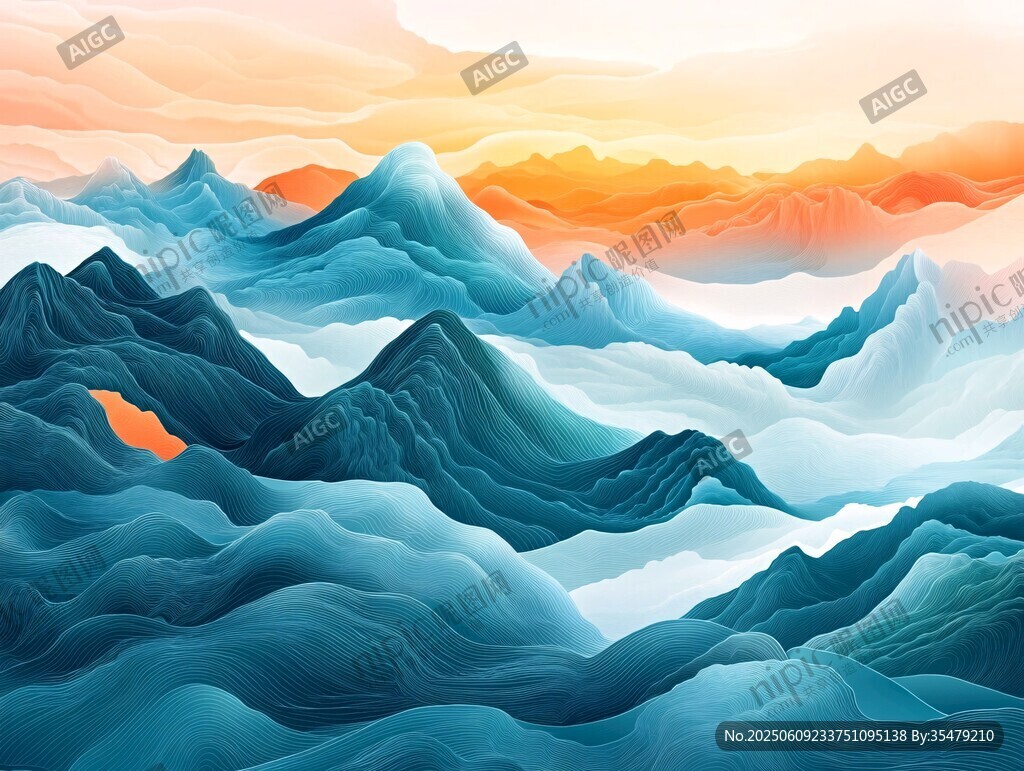 壯麗山巒間的絢爛霞光