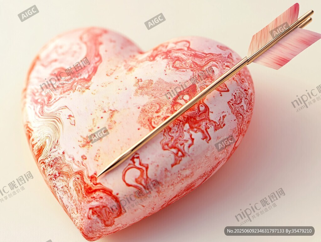 愛心形物體插著裝飾箭