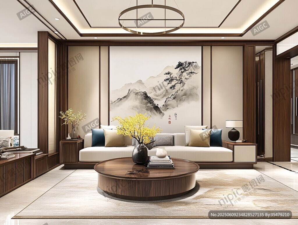 新中式雅致客廳室內(nèi)景致