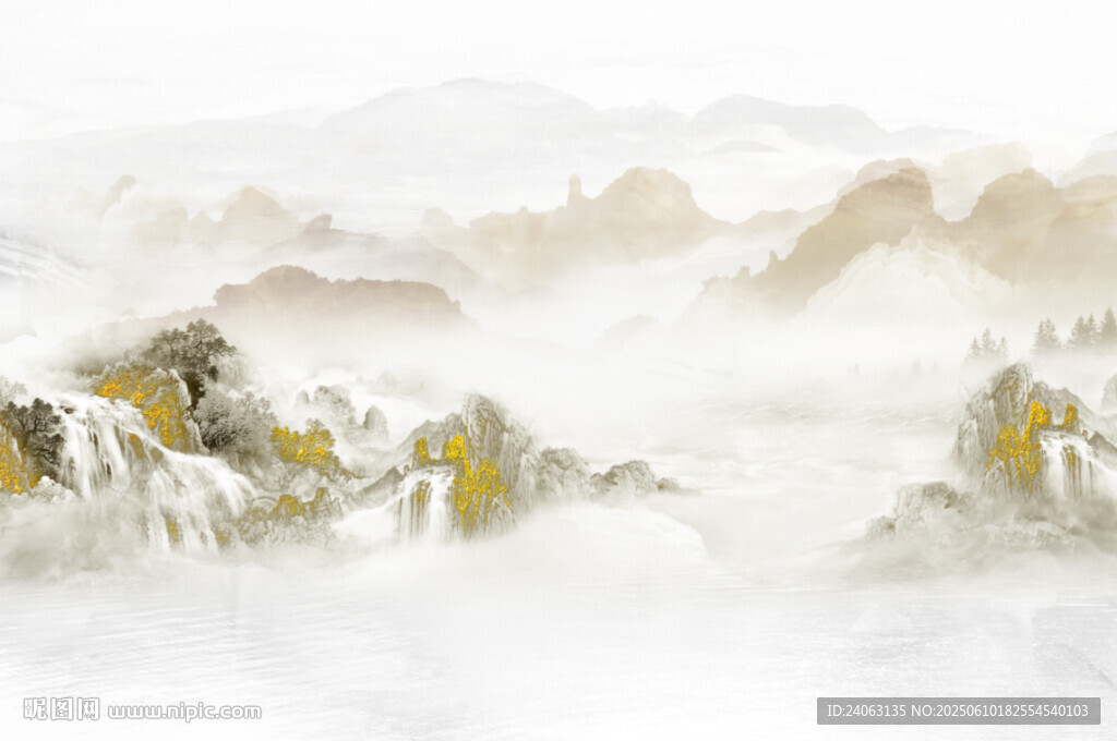 新中式屏風(fēng)山水畫