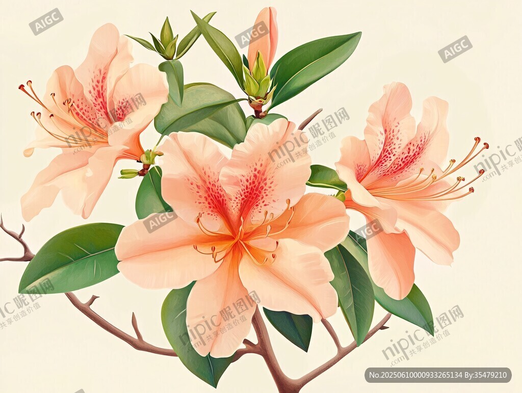 粉色杜鵑花綻放枝頭