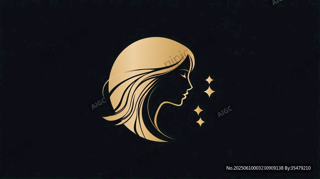 金色女性頭像簡(jiǎn)約標(biāo)志設(shè)計(jì)