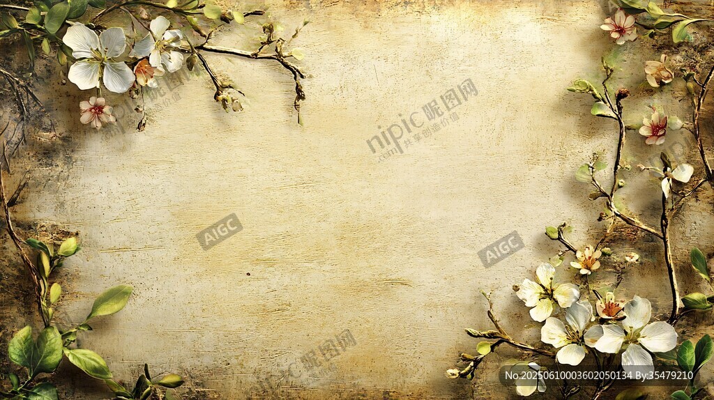 復(fù)古花卉邊框背景圖