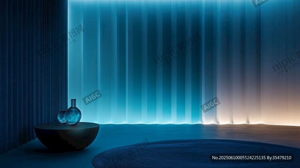 夢(mèng)幻藍(lán)調(diào)室內(nèi)靜謐場(chǎng)景