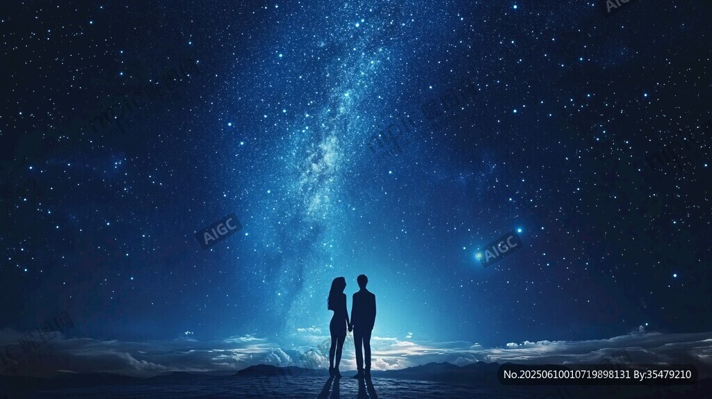 情侶于星空下浪漫相依