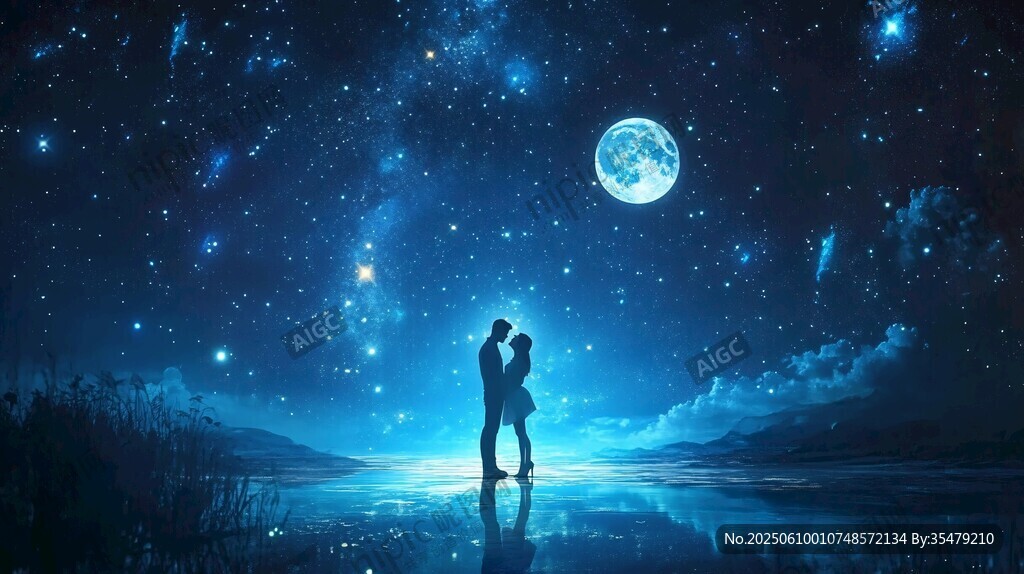 月下戀人的浪漫星空時刻