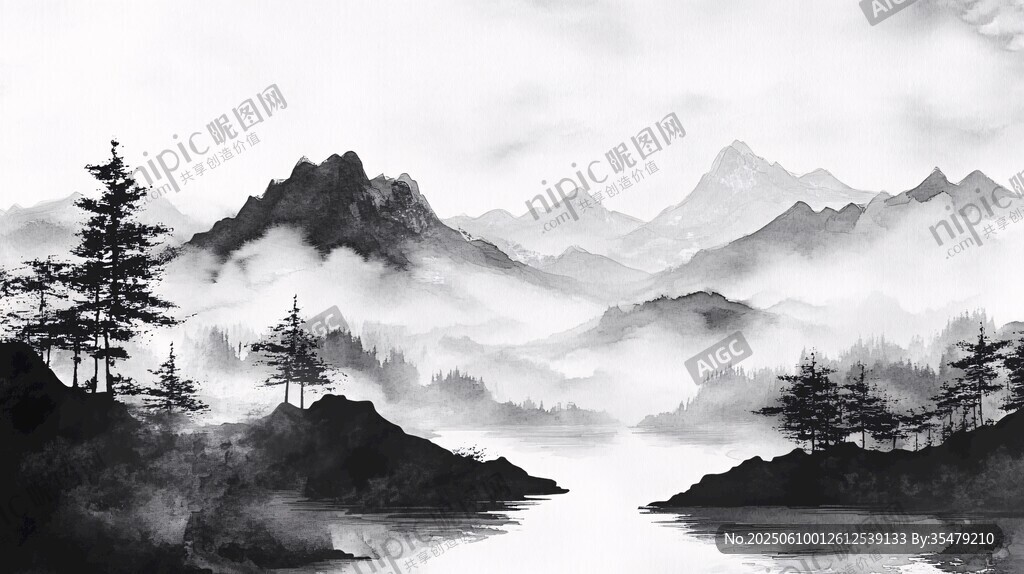 水墨山水間的靜謐景致