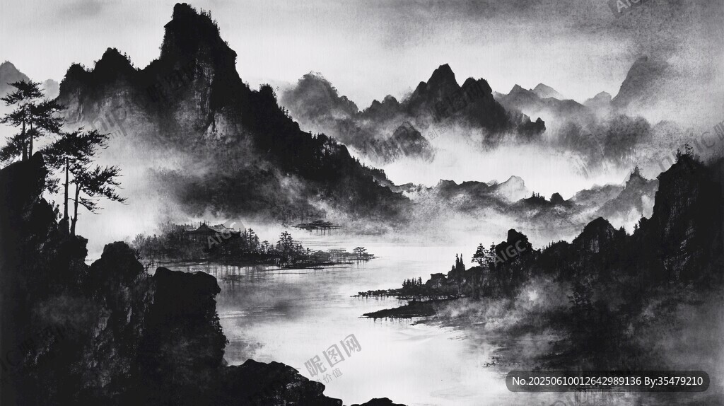 水墨山水間的詩意景致