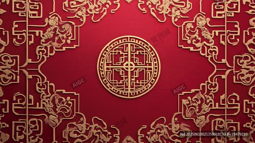 中式紅金傳統(tǒng)花紋背景圖