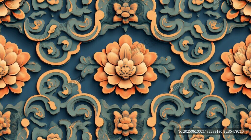 中式雕花圖案 復(fù)古風裝飾