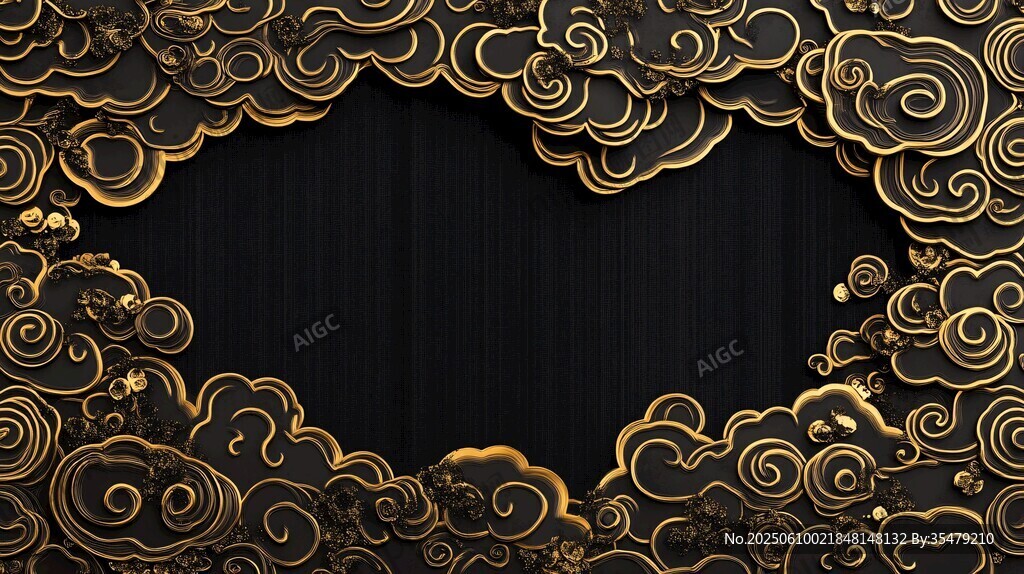 黑金中式云紋華麗背景圖