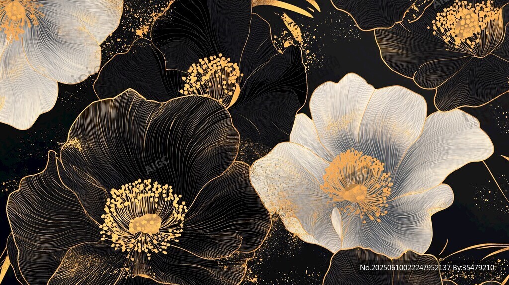 黑金花卉圖案 奢華藝術風