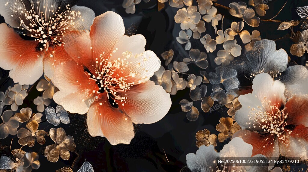 水墨風(fēng)花卉藝術(shù)圖案