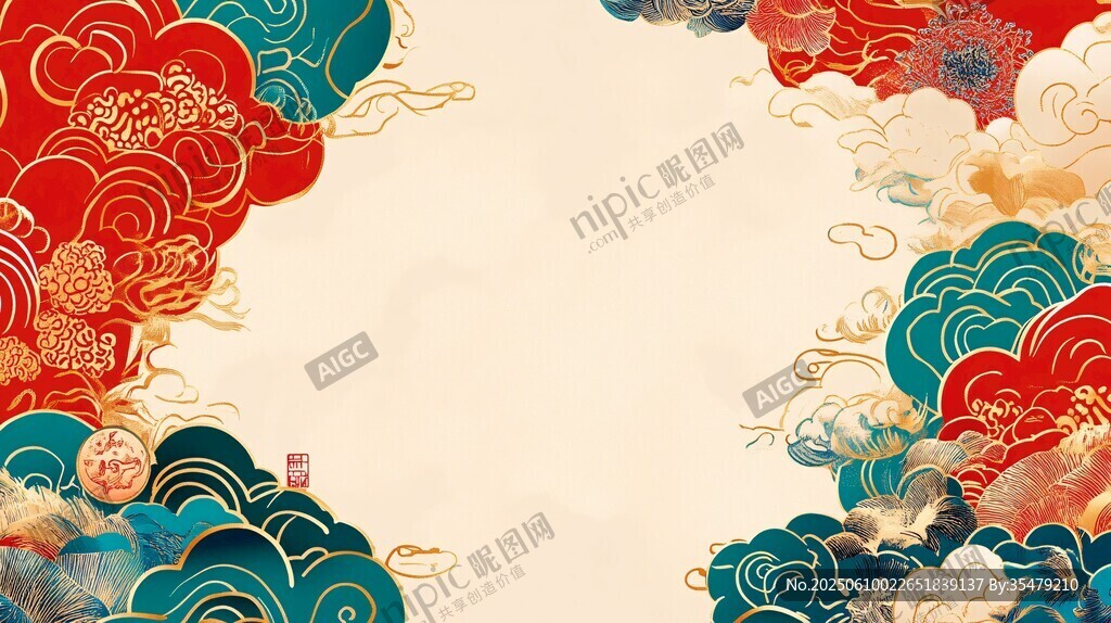 中式云紋祥瑞國風背景圖