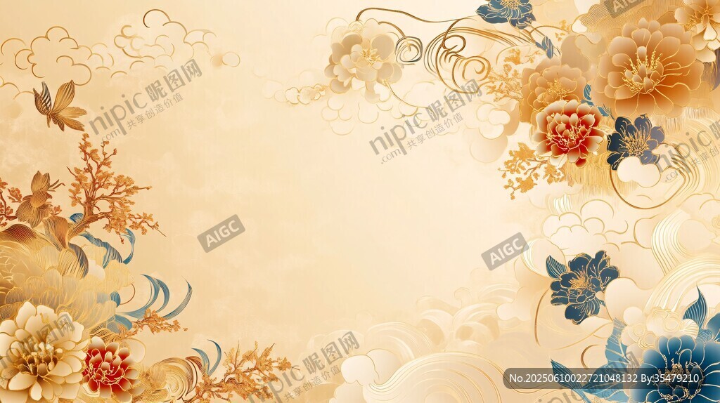 中式繁花背景圖