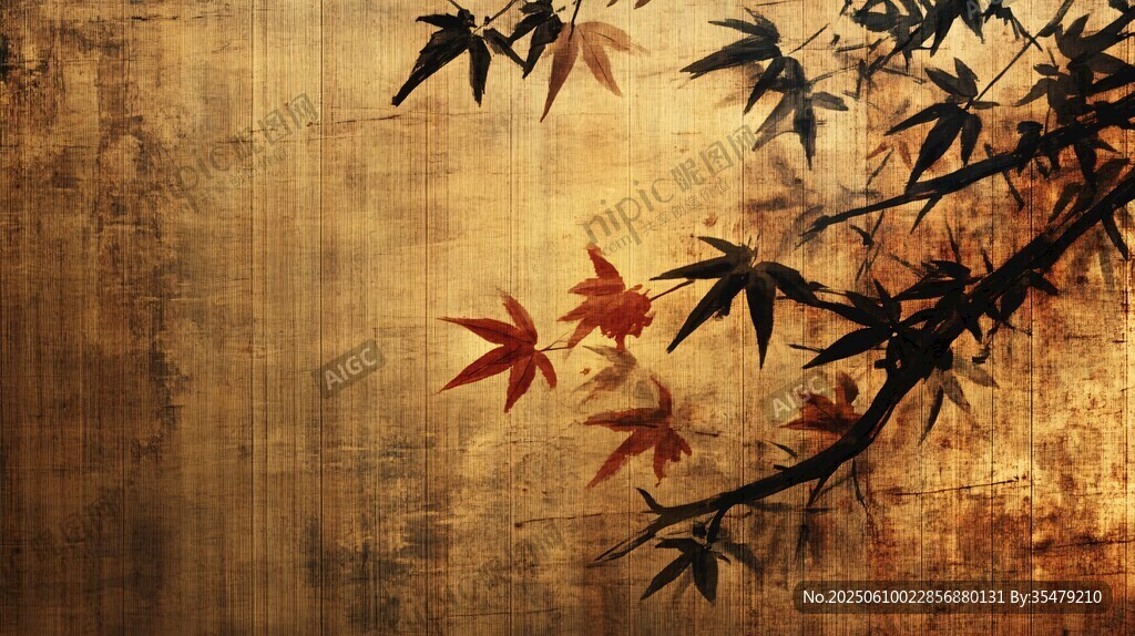 秋意楓葉古樸背景圖