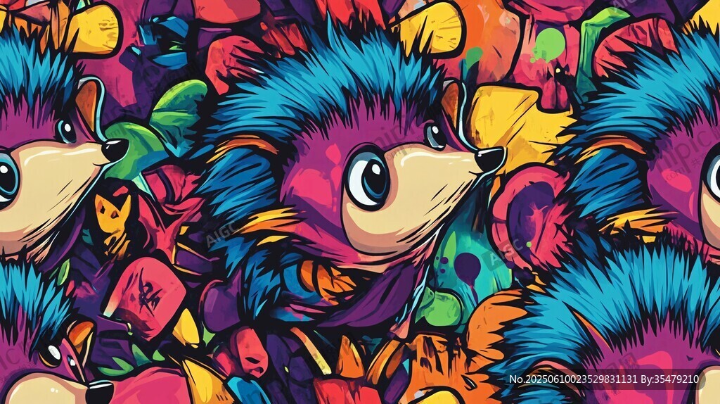 多彩刺猬圖案的奇幻世界