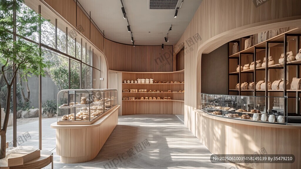 溫馨木質(zhì)風(fēng)面包店室內(nèi)景