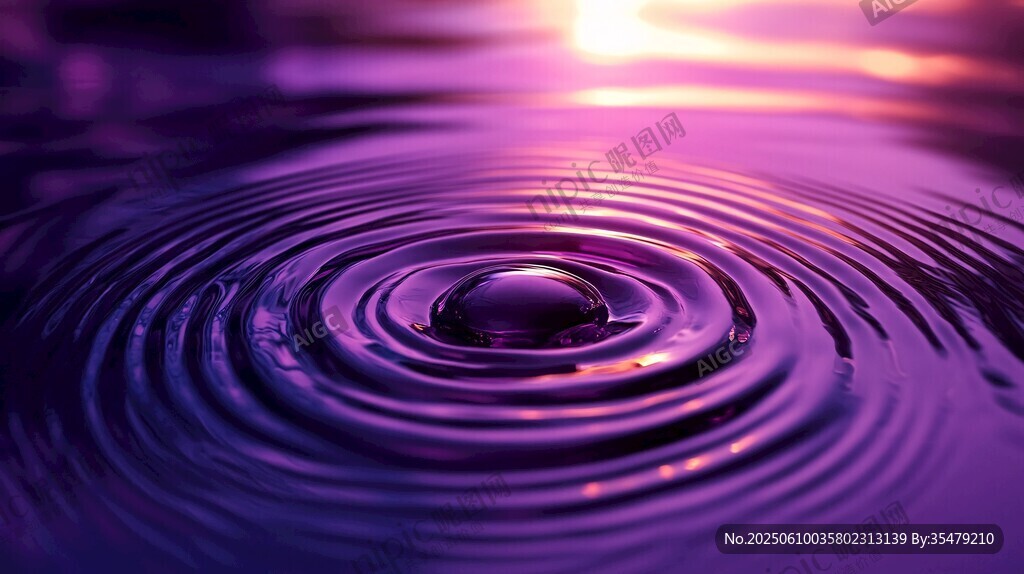 紫色水面漣漪光影美景