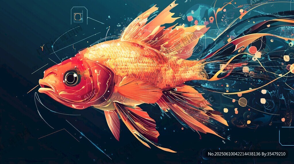 夢幻金魚 科技風藝術(shù)插畫