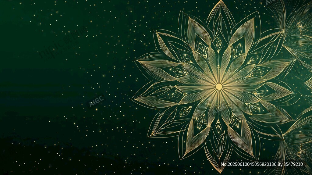 夢幻綠底精致花朵圖案