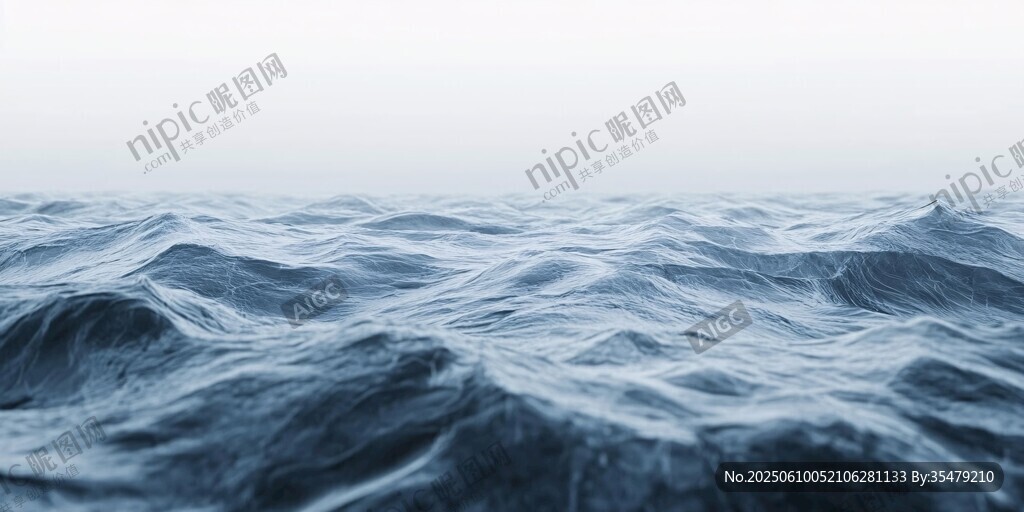 廣闊海面的洶涌波浪