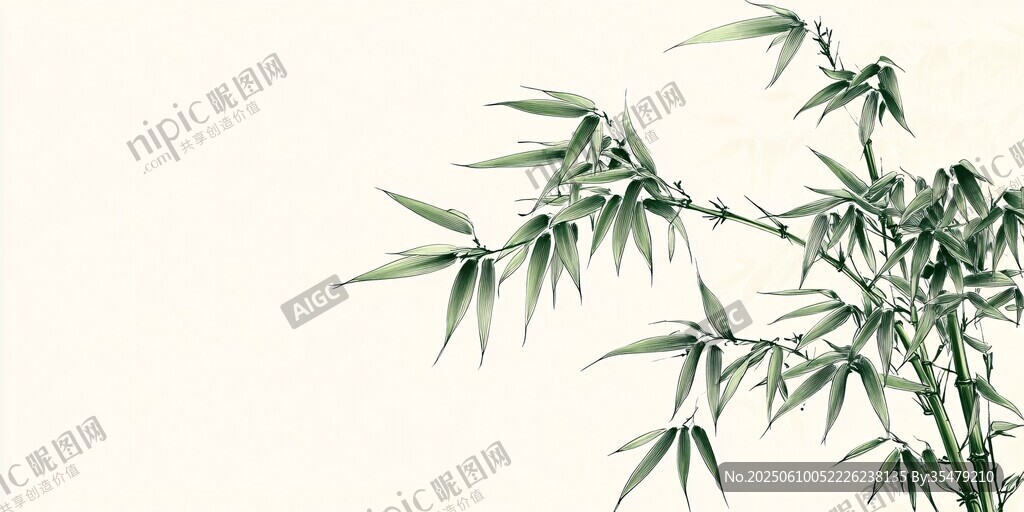 水墨風(fēng)綠竹枝特寫