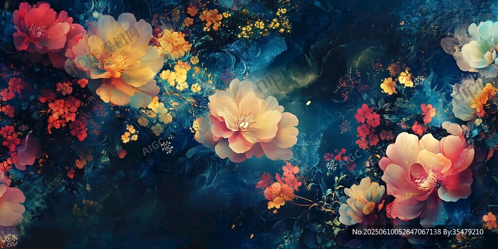 夢幻絢麗花卉背景圖