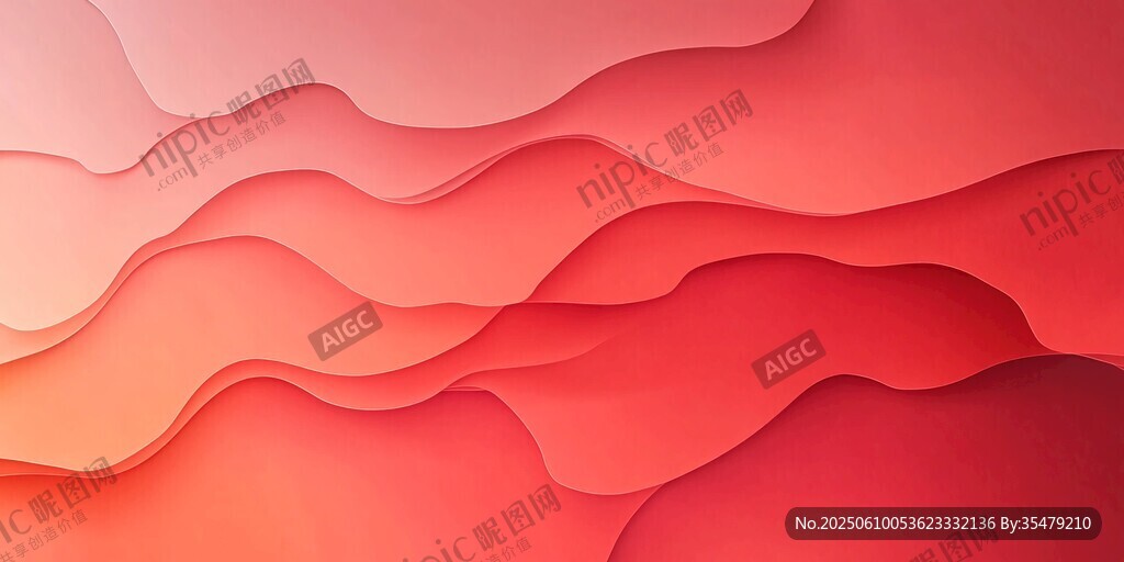 漸變紅色波浪抽象背景圖
