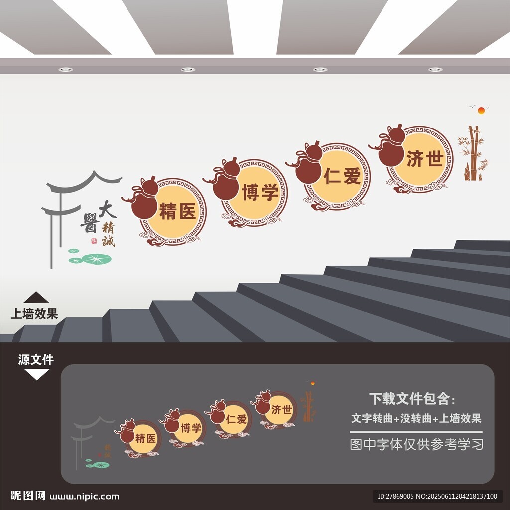 中醫(yī)樓梯間樓道文化墻