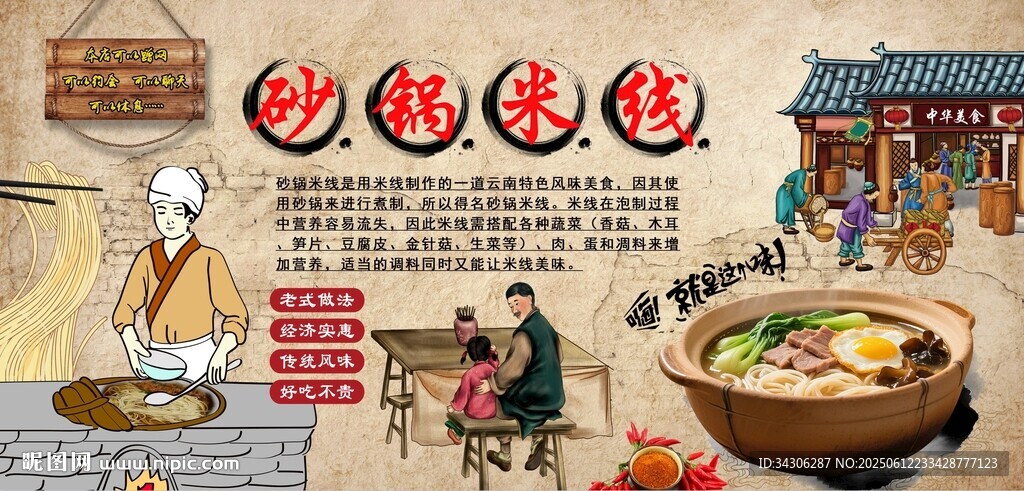 砂鍋米線背景墻