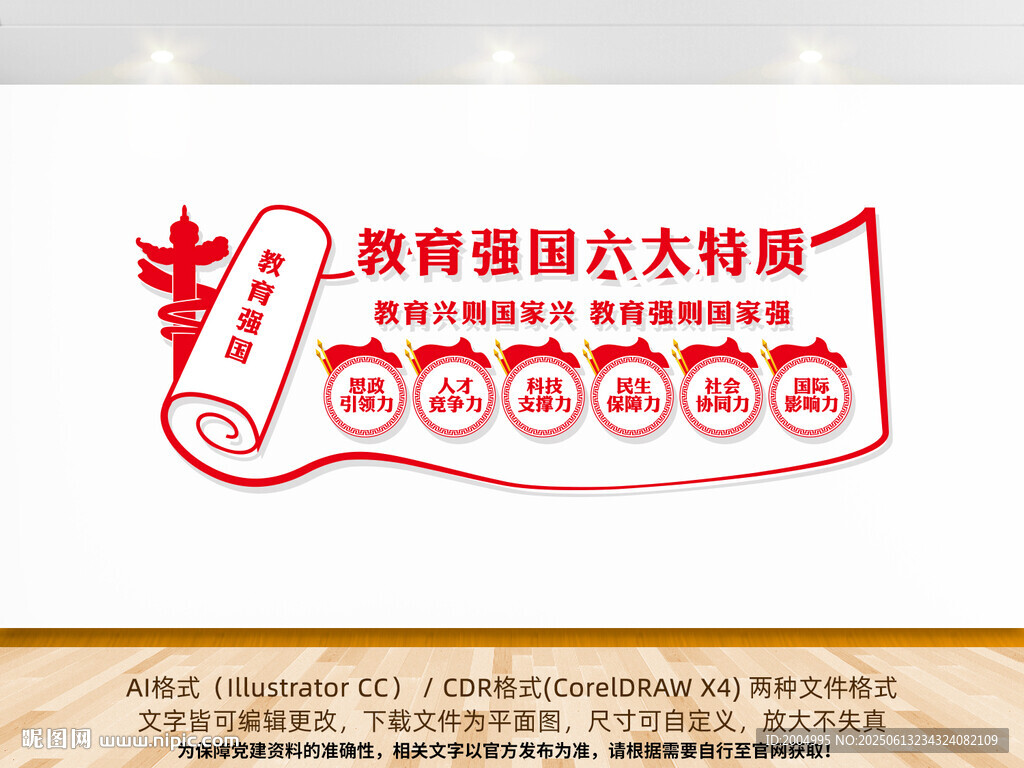 教育強國六大特質黨建文化墻
