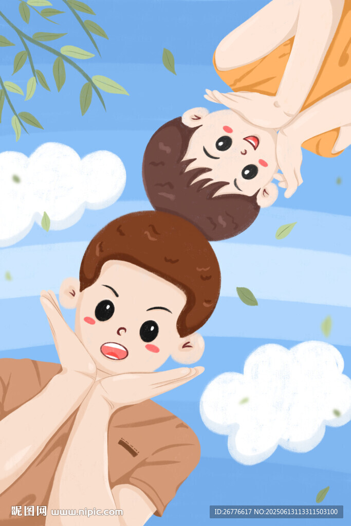 男孩女孩愜意享受美好時光