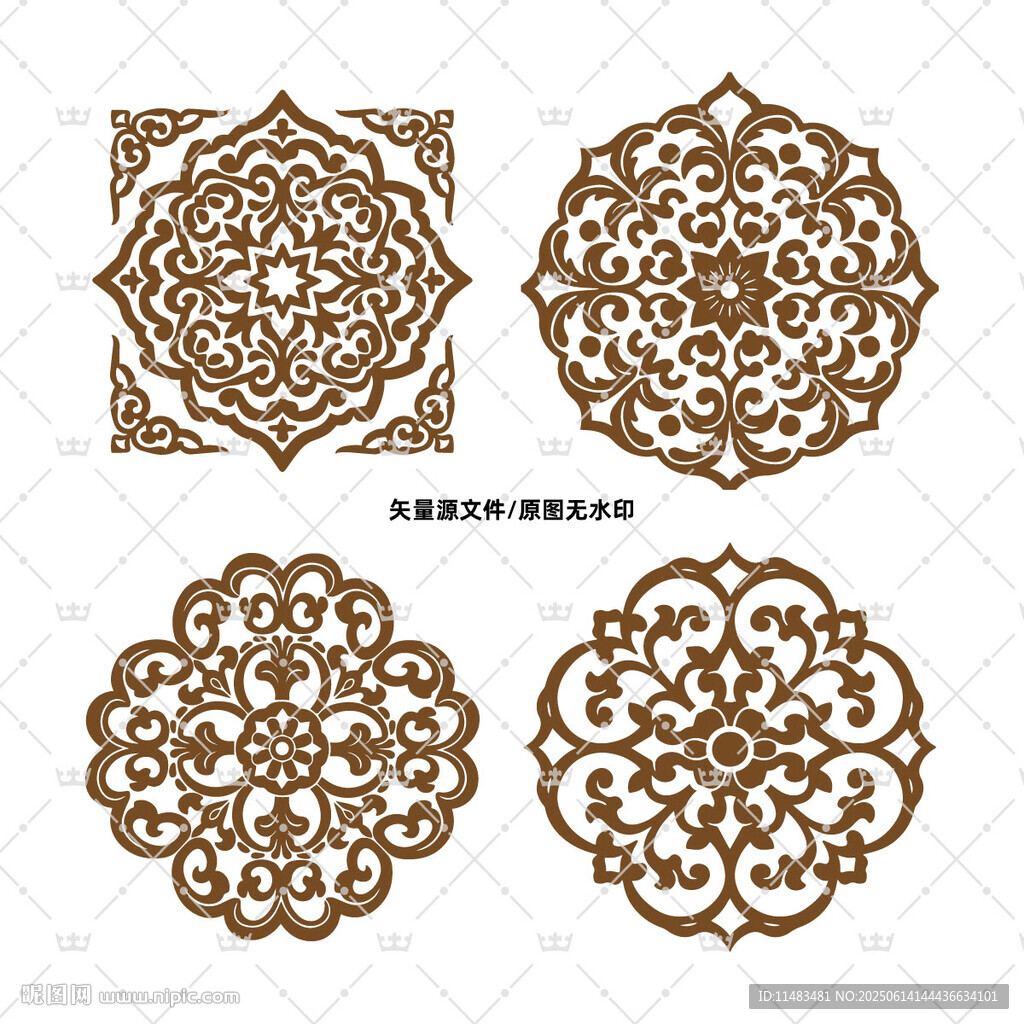 矢量歐式中式裝飾古典花紋