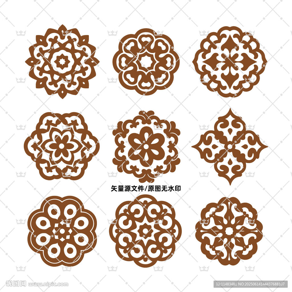 矢量圓形花紋裝飾花紋