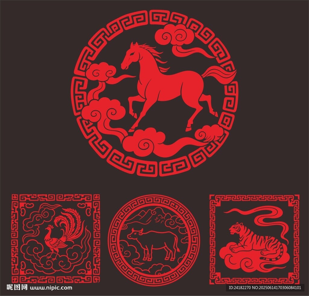 傳統(tǒng)生肖剪紙圖案設(shè)計