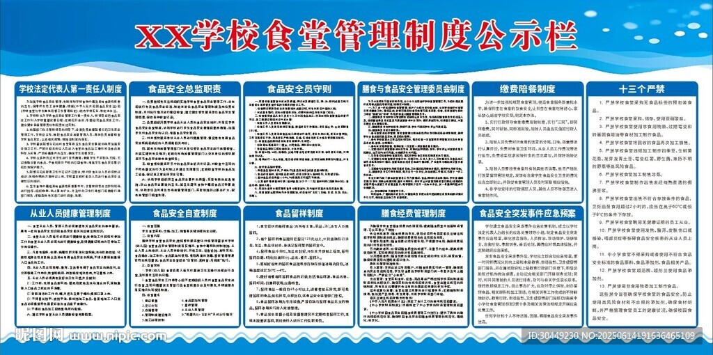 食堂管理制度公示欄