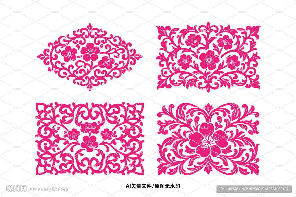 矢量桃花花紋花框