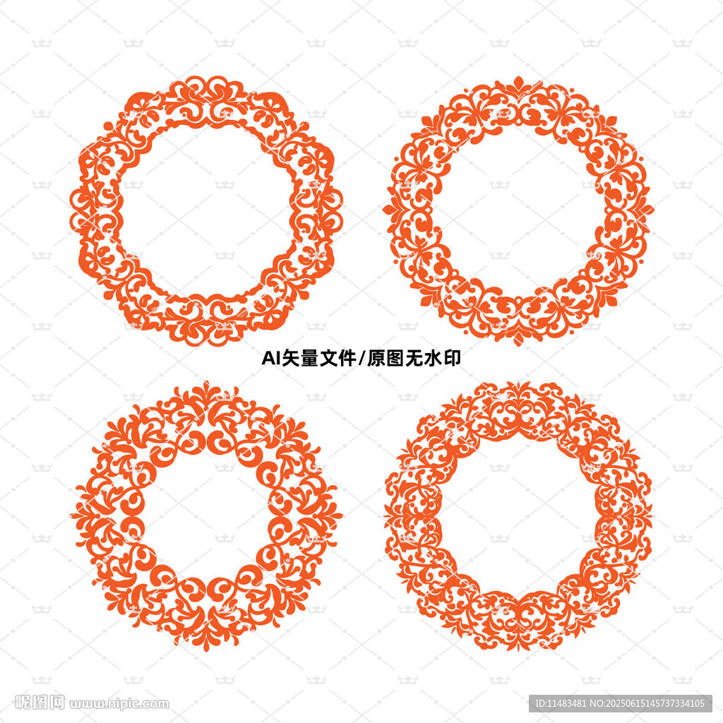 圓形花紋花環花圈相框