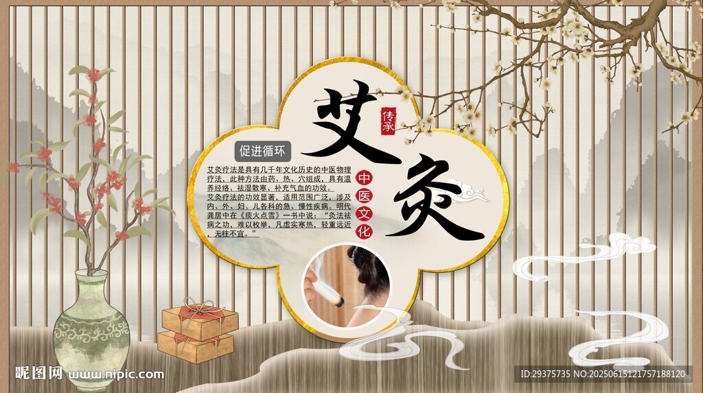 艾灸背景墻