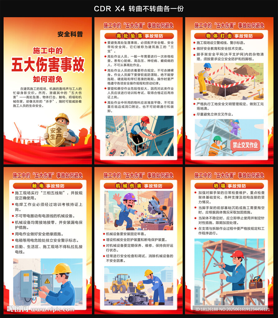 安全生產(chǎn)五大傷害事故海報
