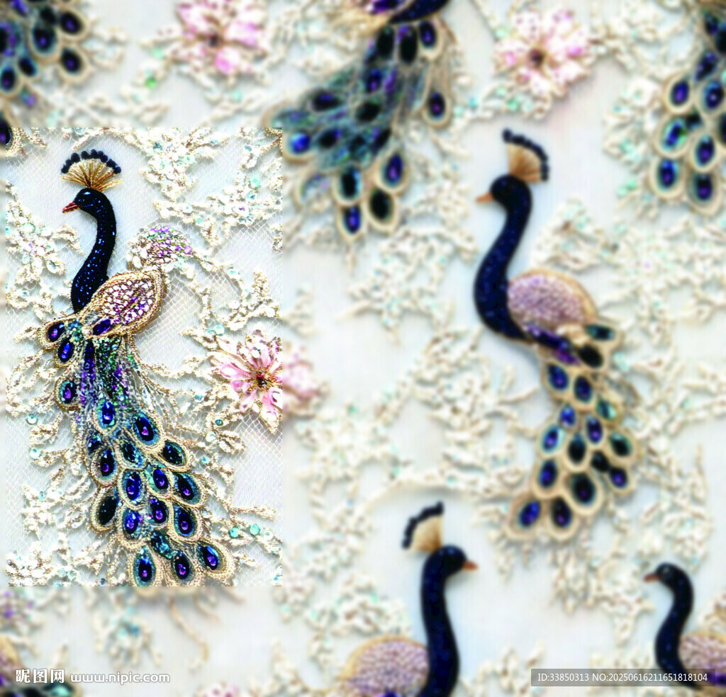 大牌孔雀刺繡