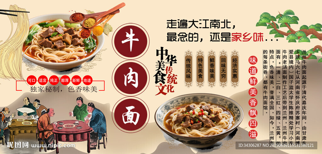 牛肉面背景墻
