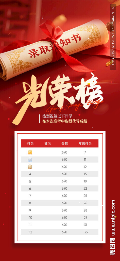 金榜題名海報