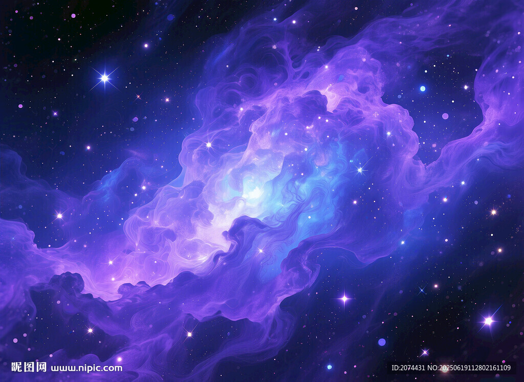 夢幻紫色星云星空景象